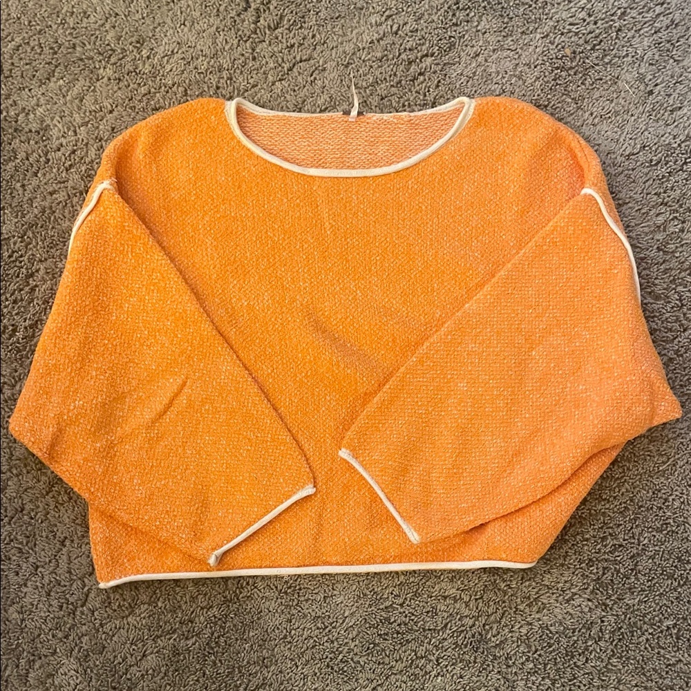 Free People Vibrant Orange Knit Top